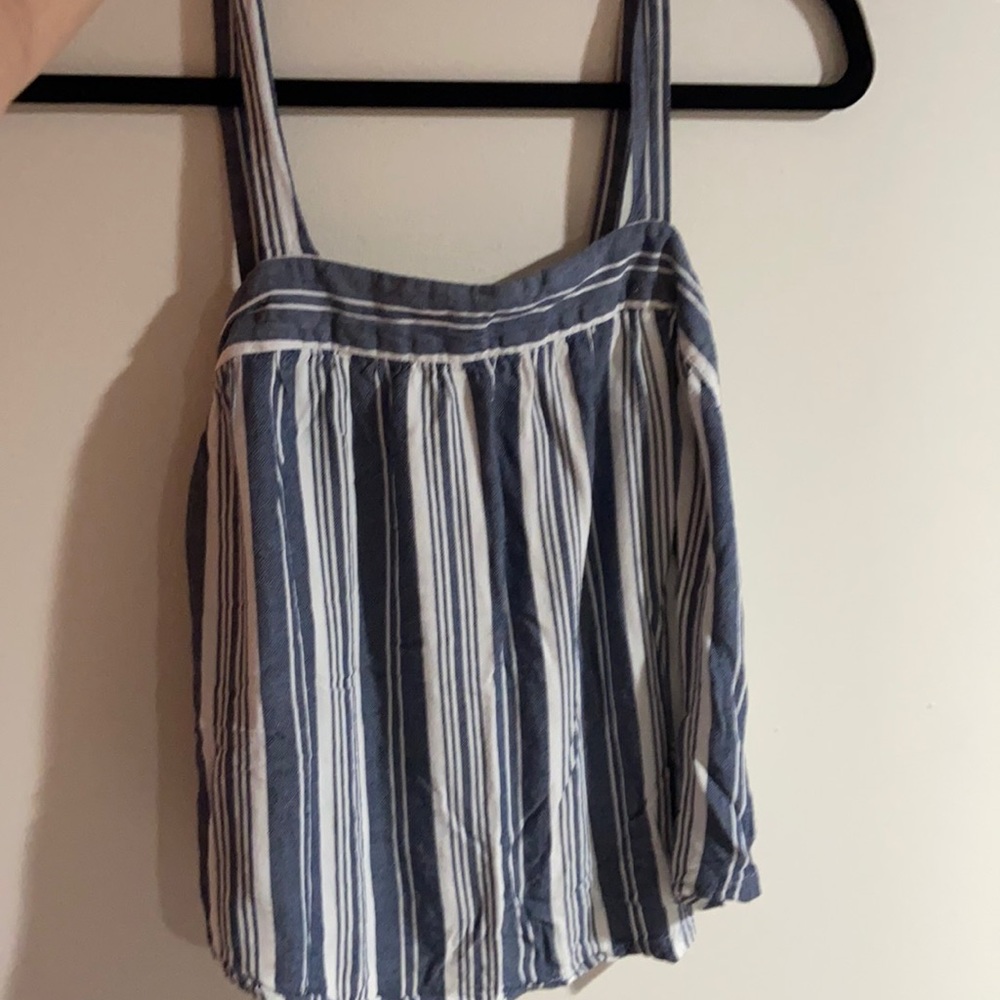 Striped blue and white tank top.